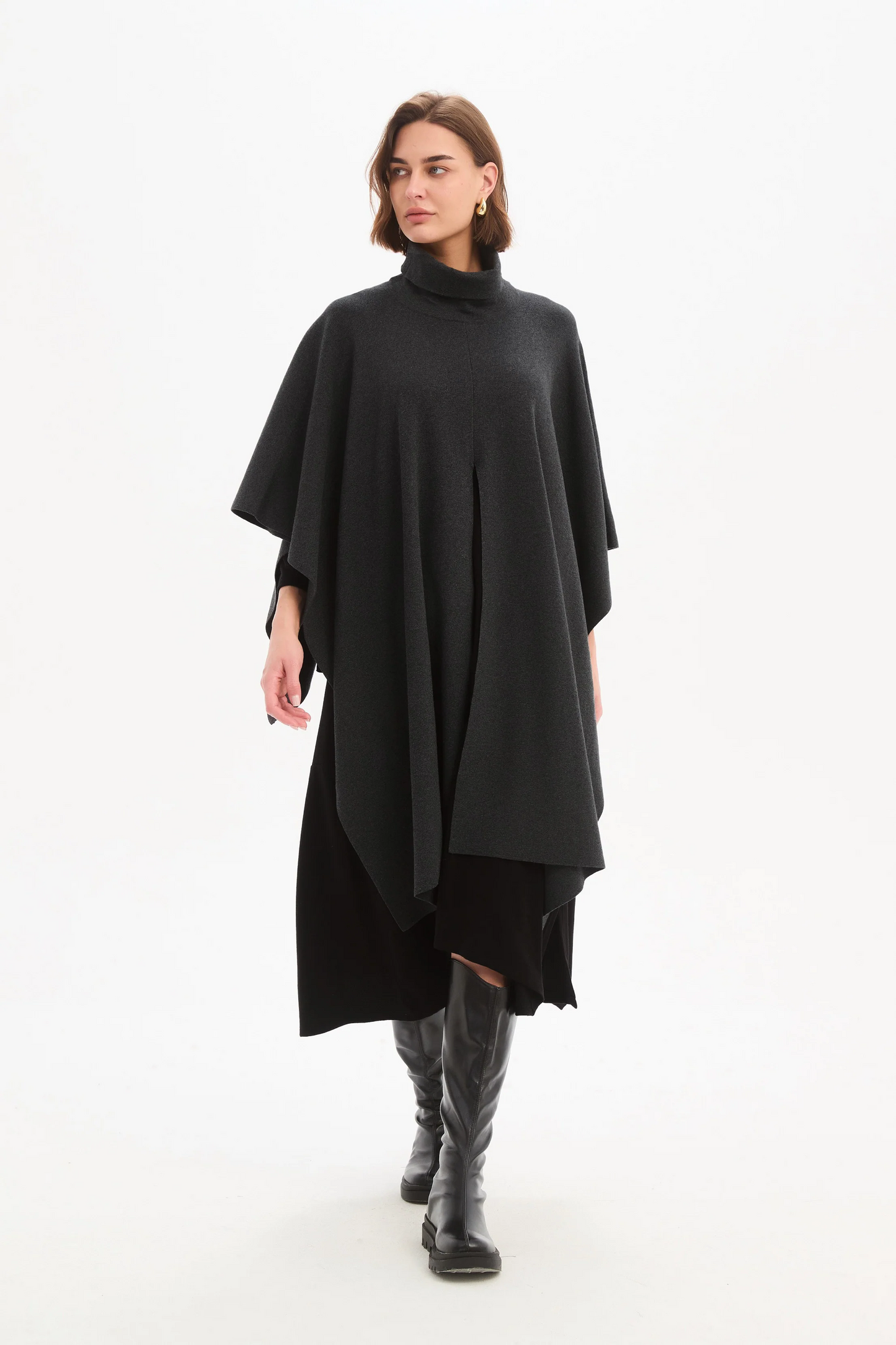Tirelli Crossover Wrap Knit - Charcoal