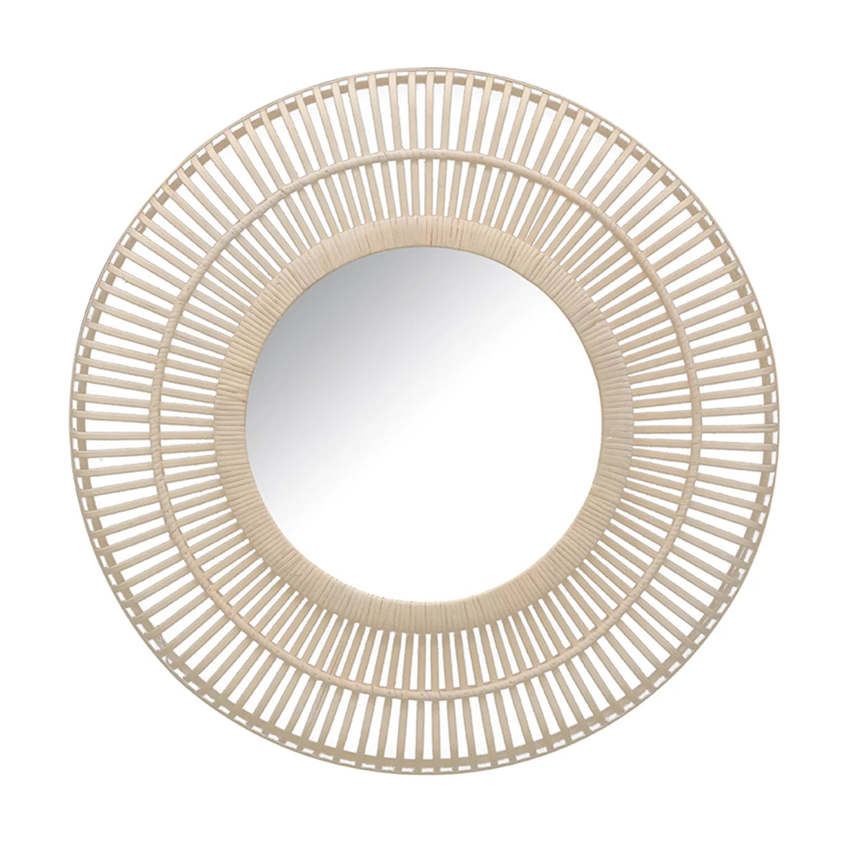 CC Interiors White Wash Cane Round Mirror
