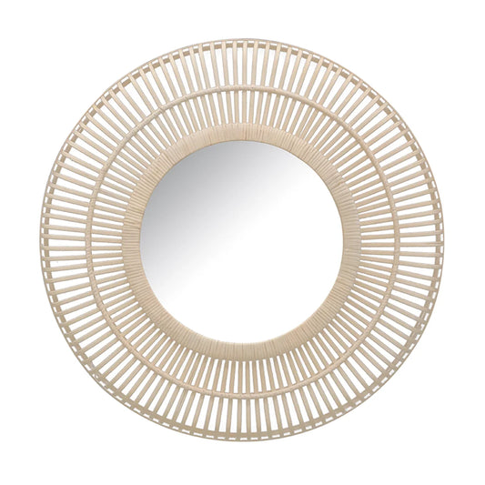 CC Interiors White Wash Cane Round Mirror