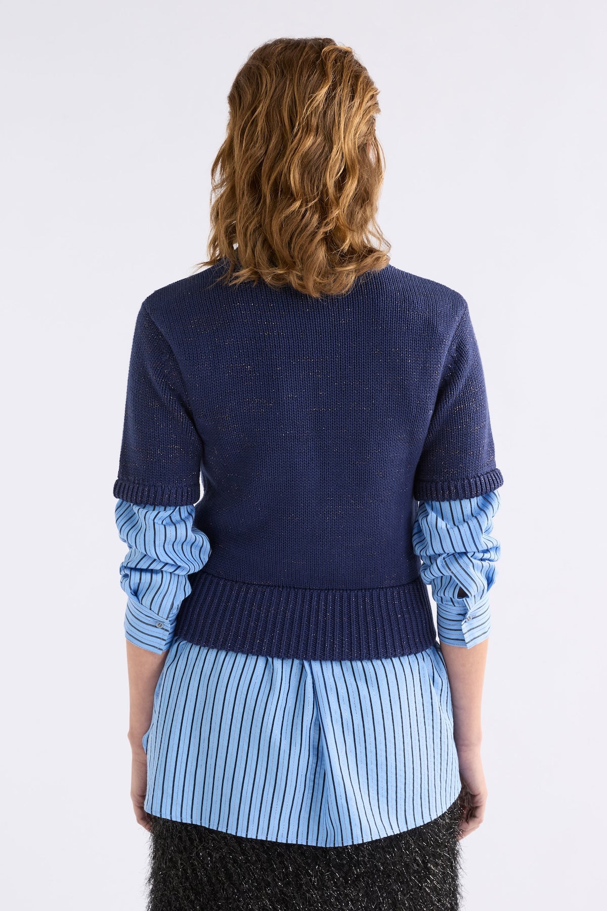 Elk Luft Lurex Knit Top - Navy/Copper