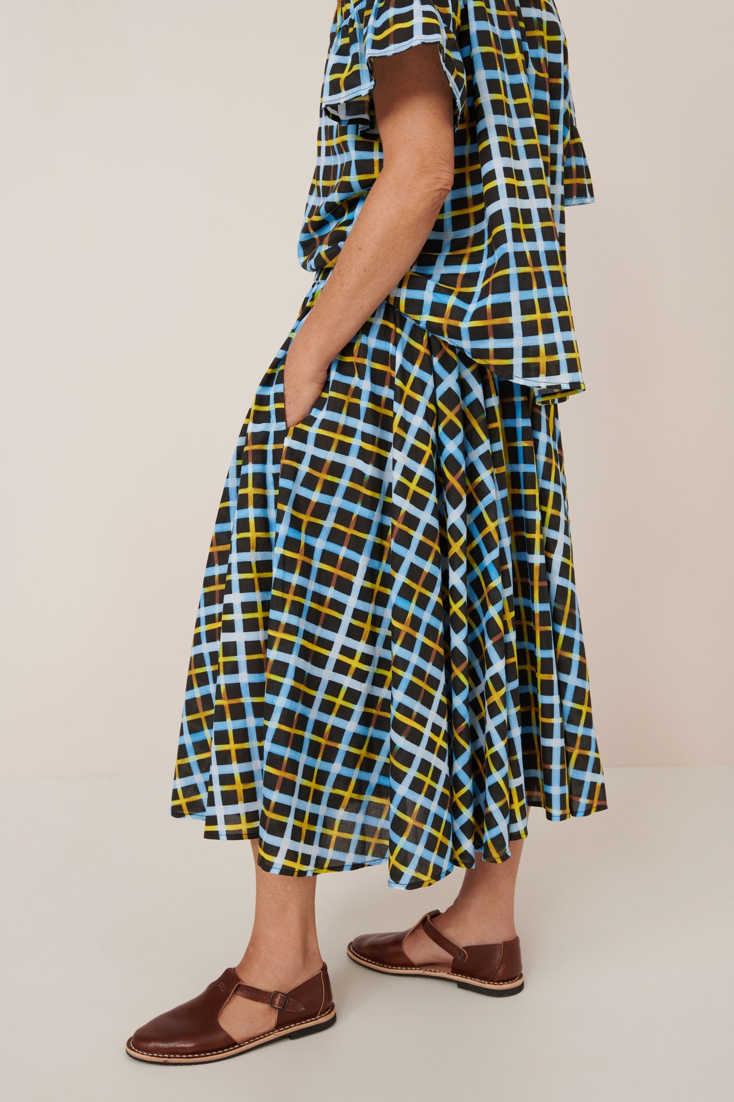 Kowtow Motion Skirt - Neon Tartan