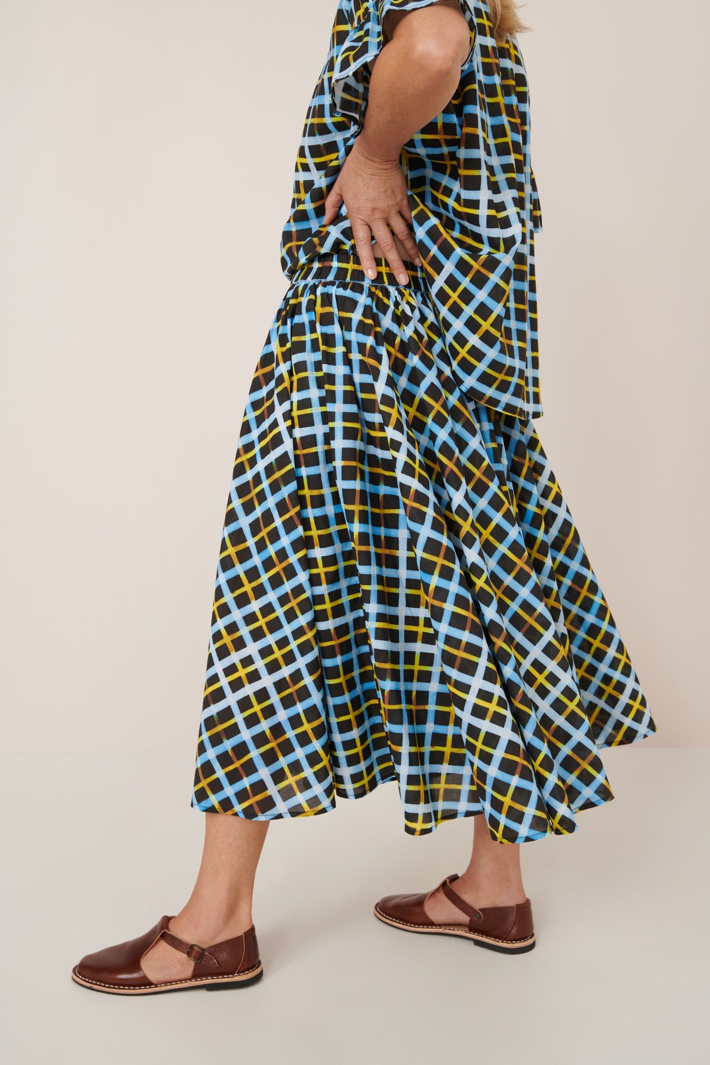 Kowtow Motion Skirt - Neon Tartan
