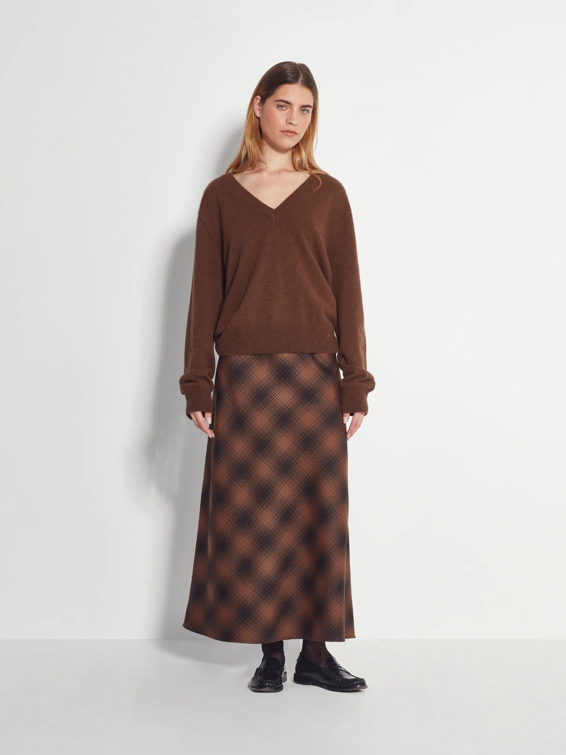 Juliette Hogan Dylan V-Neck Perino Knit - Russet
