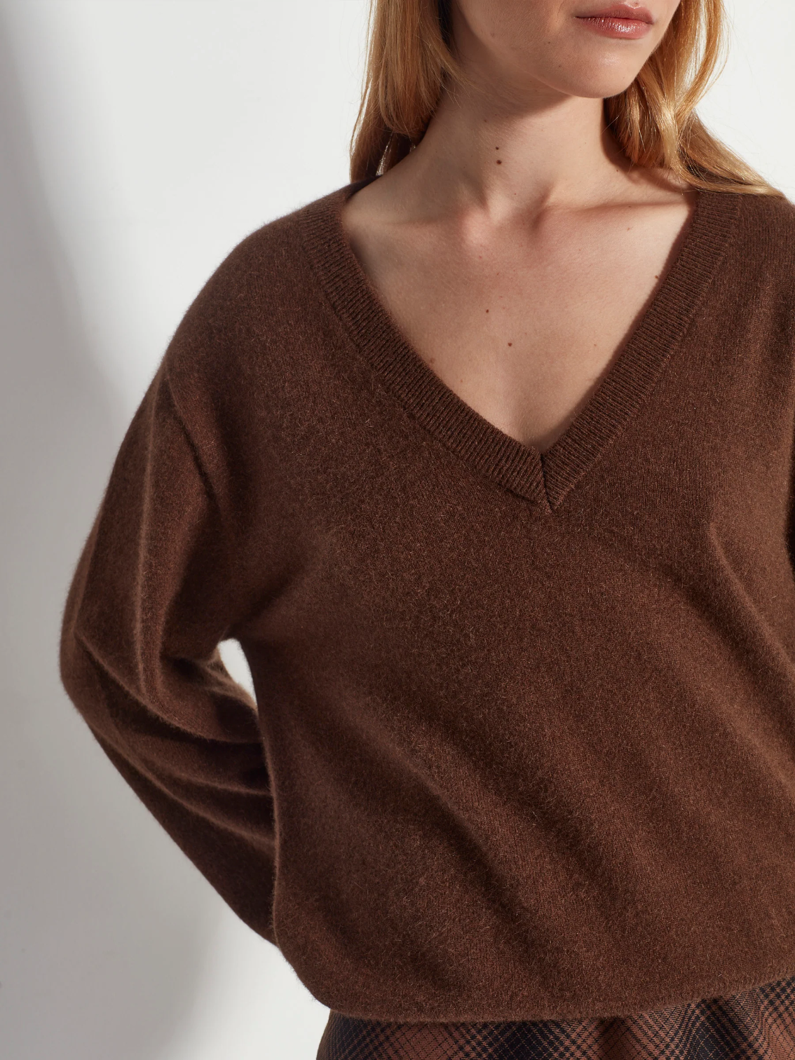 Juliette Hogan Dylan V-Neck Perino Knit - Russet