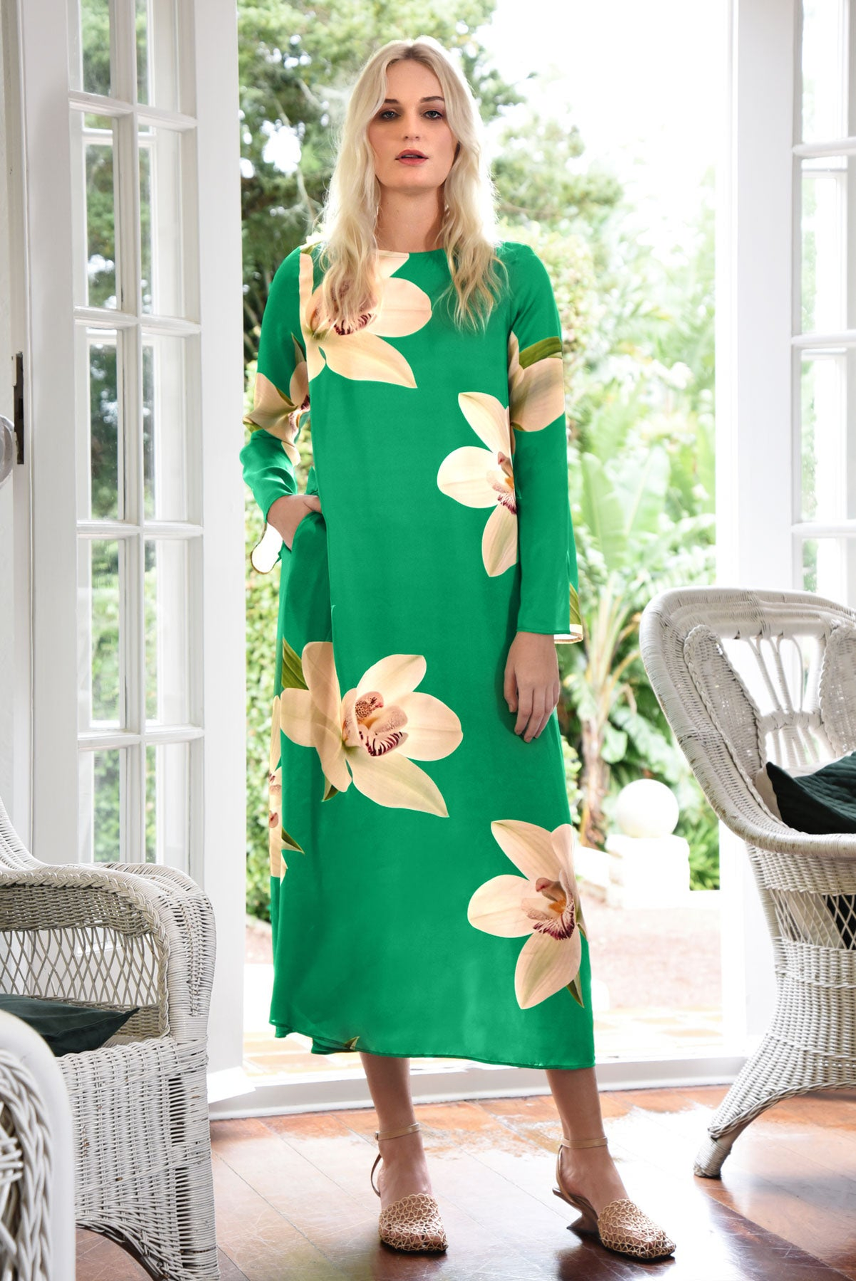 Curate Charge It To My Room Dress - Green Orchid