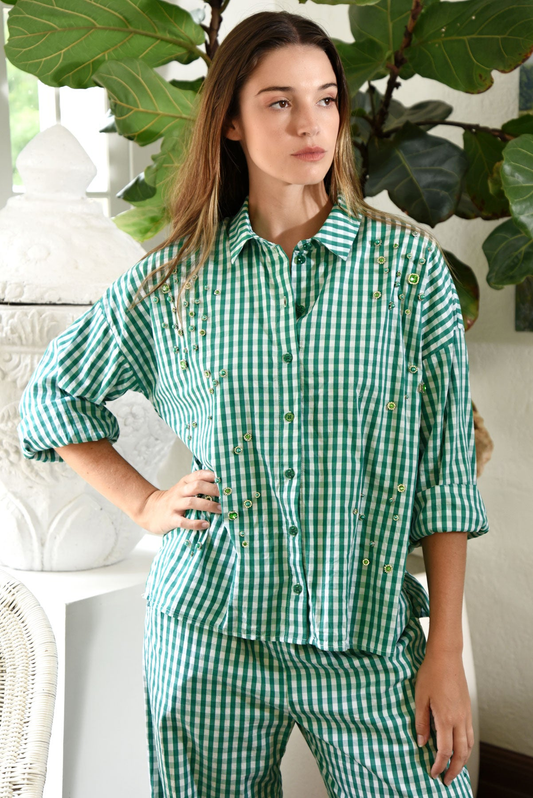 Curate Under The Sun Shirt - Green Gingham
