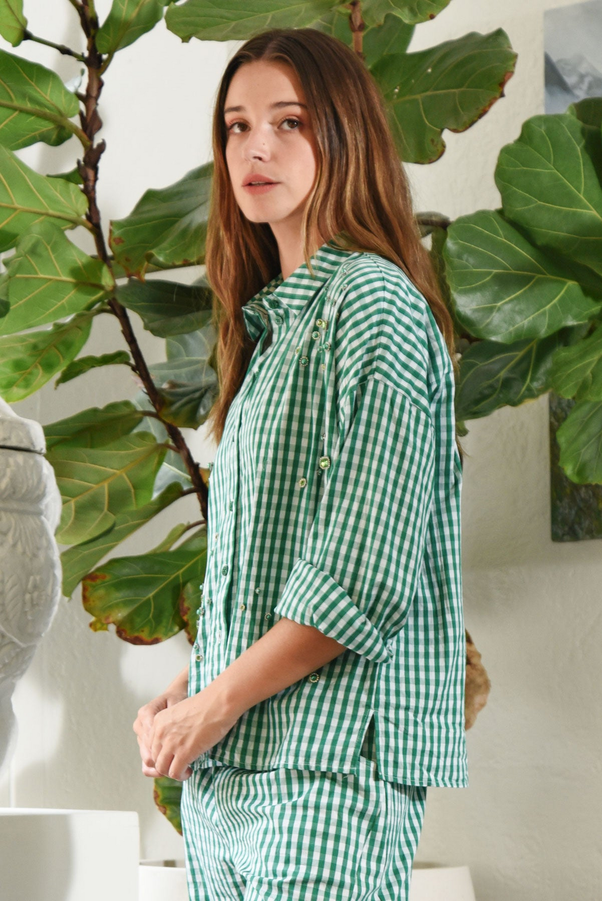 Curate Under The Sun Shirt - Green Gingham