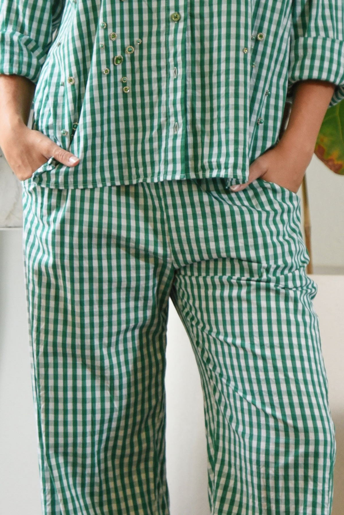 Curate On The Road Pant - Green Gingham