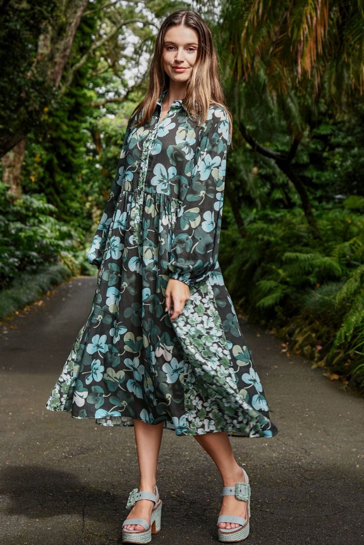 Curate One For The Books Dress - Green Floral