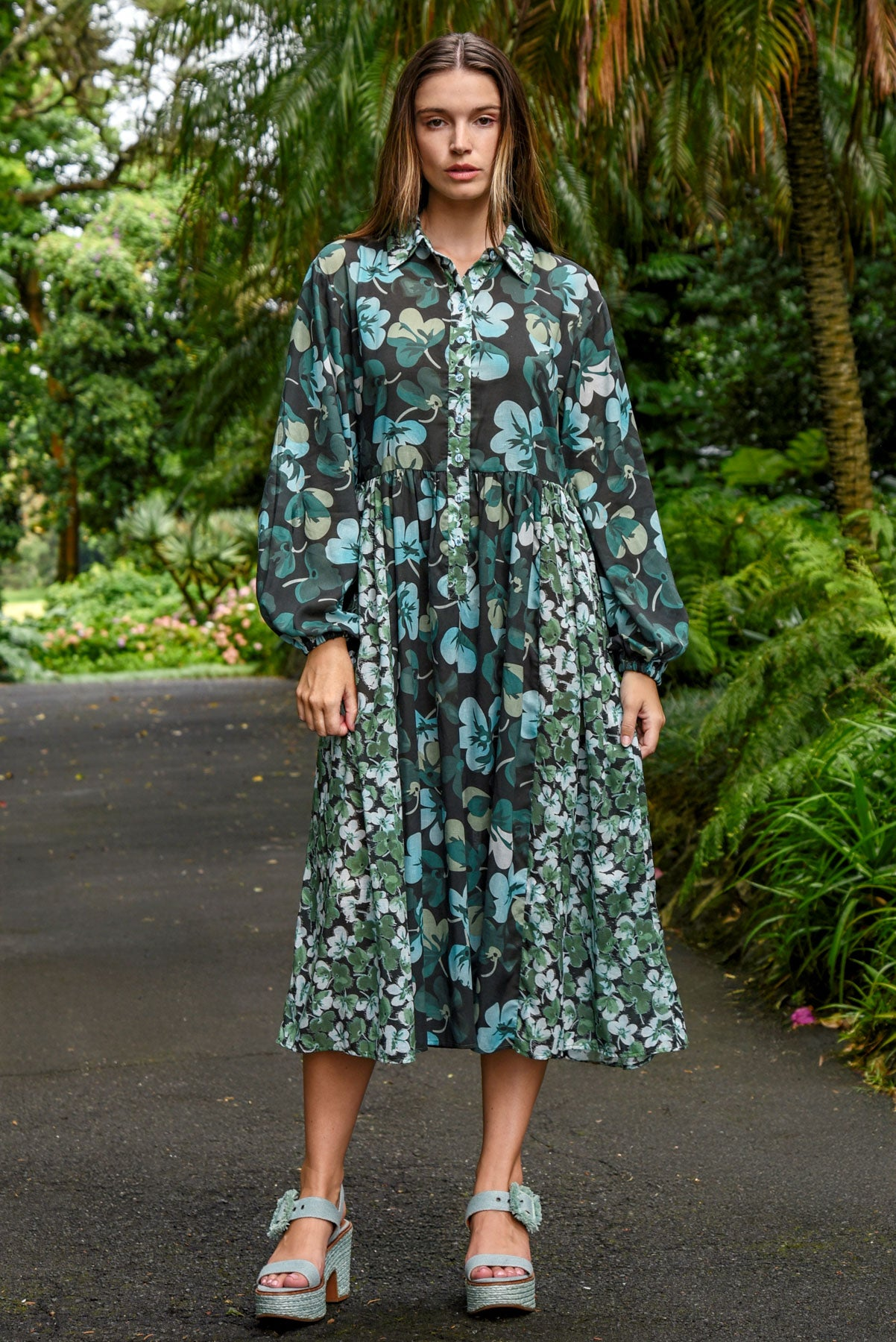 Curate One For The Books Dress - Green Floral