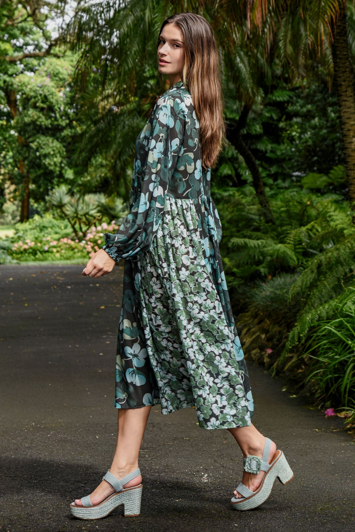 Curate One For The Books Dress - Green Floral