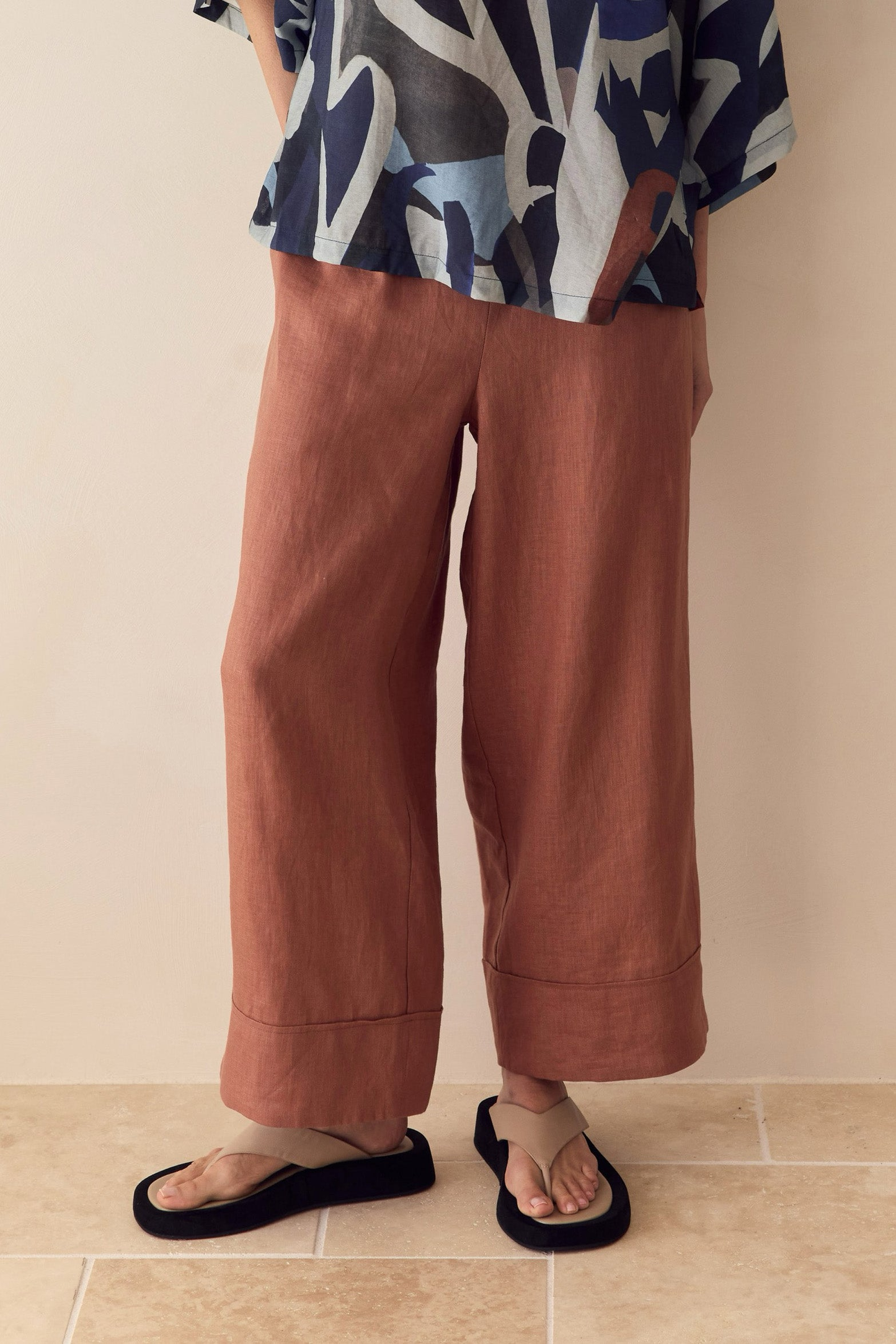Tirelli Wide Leg Linen Pant - Cedar