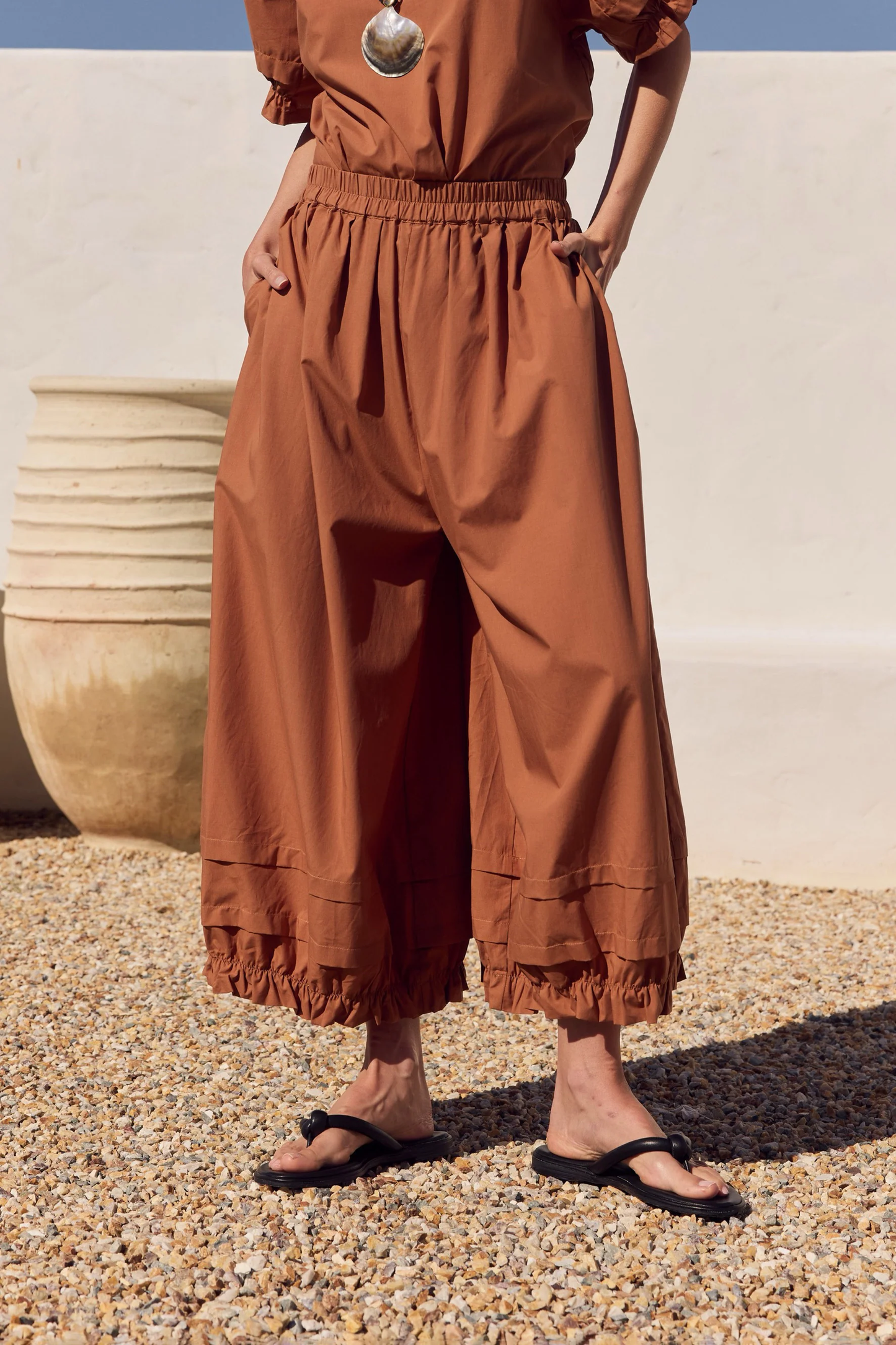 Tirelli Ruffle Cuff Easy Pant - Russet