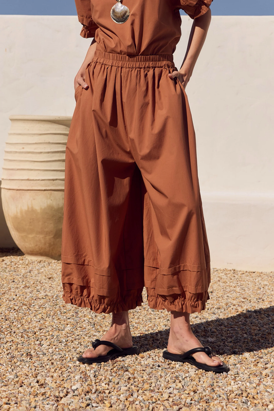 Tirelli Ruffle Cuff Easy Pant - Russet