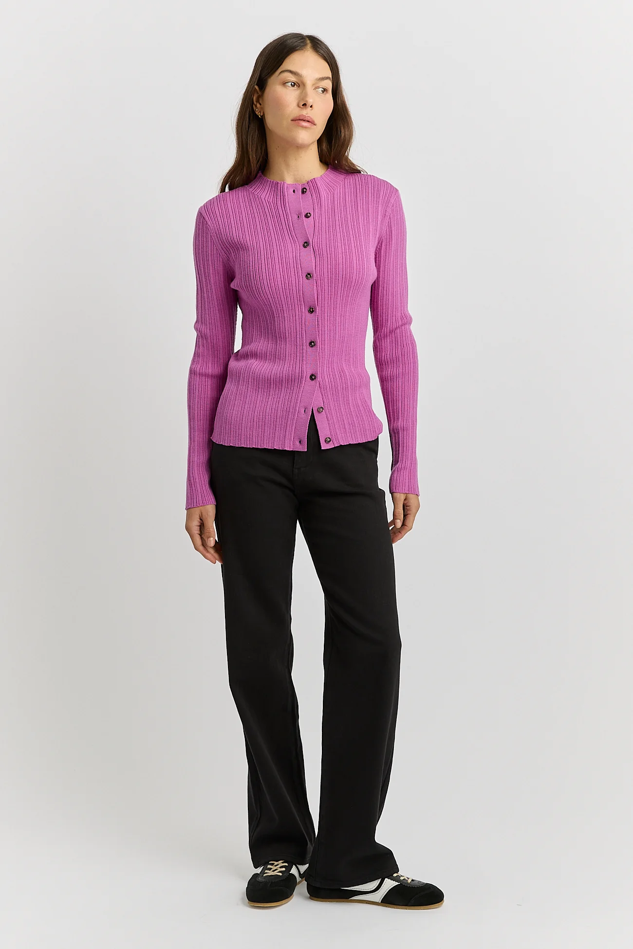Toorallie Variegated Rib Cardigan - Ultraviolet
