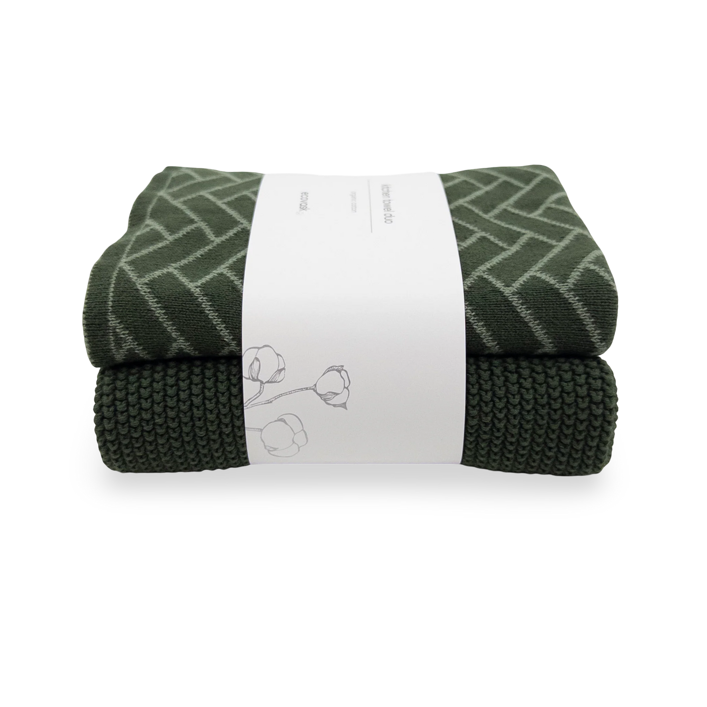 Ecovask Kitchen Towel Duo - Forest Herringbone