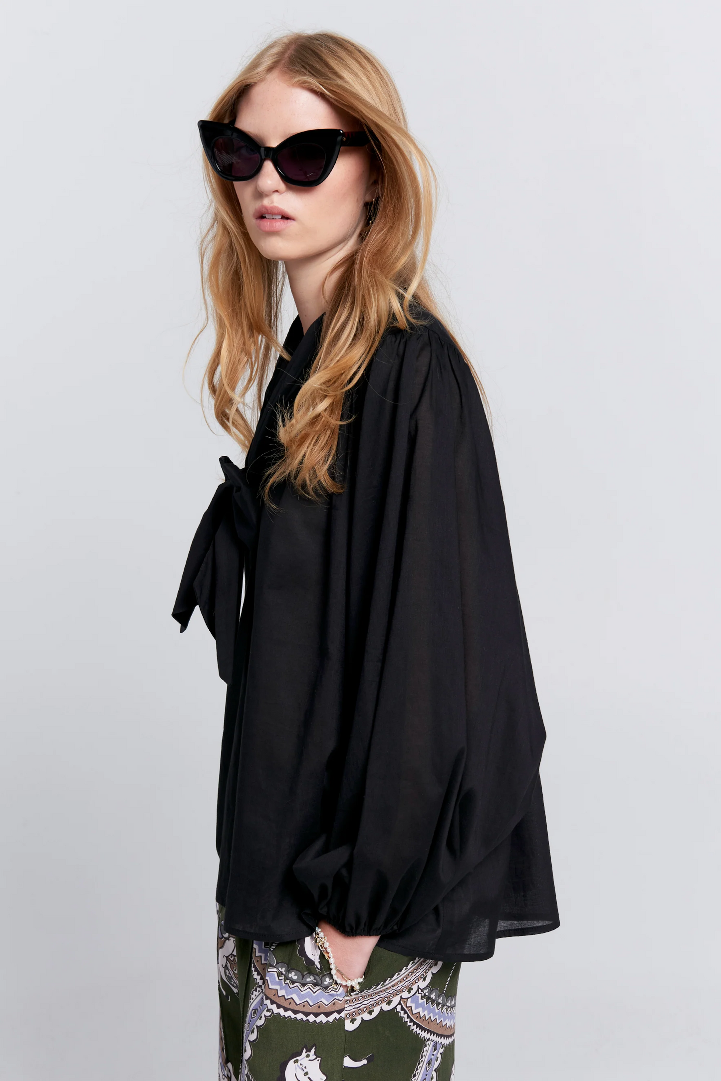 Karen Walker Reining Bow Blouse - Black