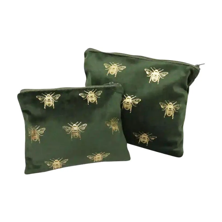 Le Forge Velvet Bee Toilet Bag - Green/Gold