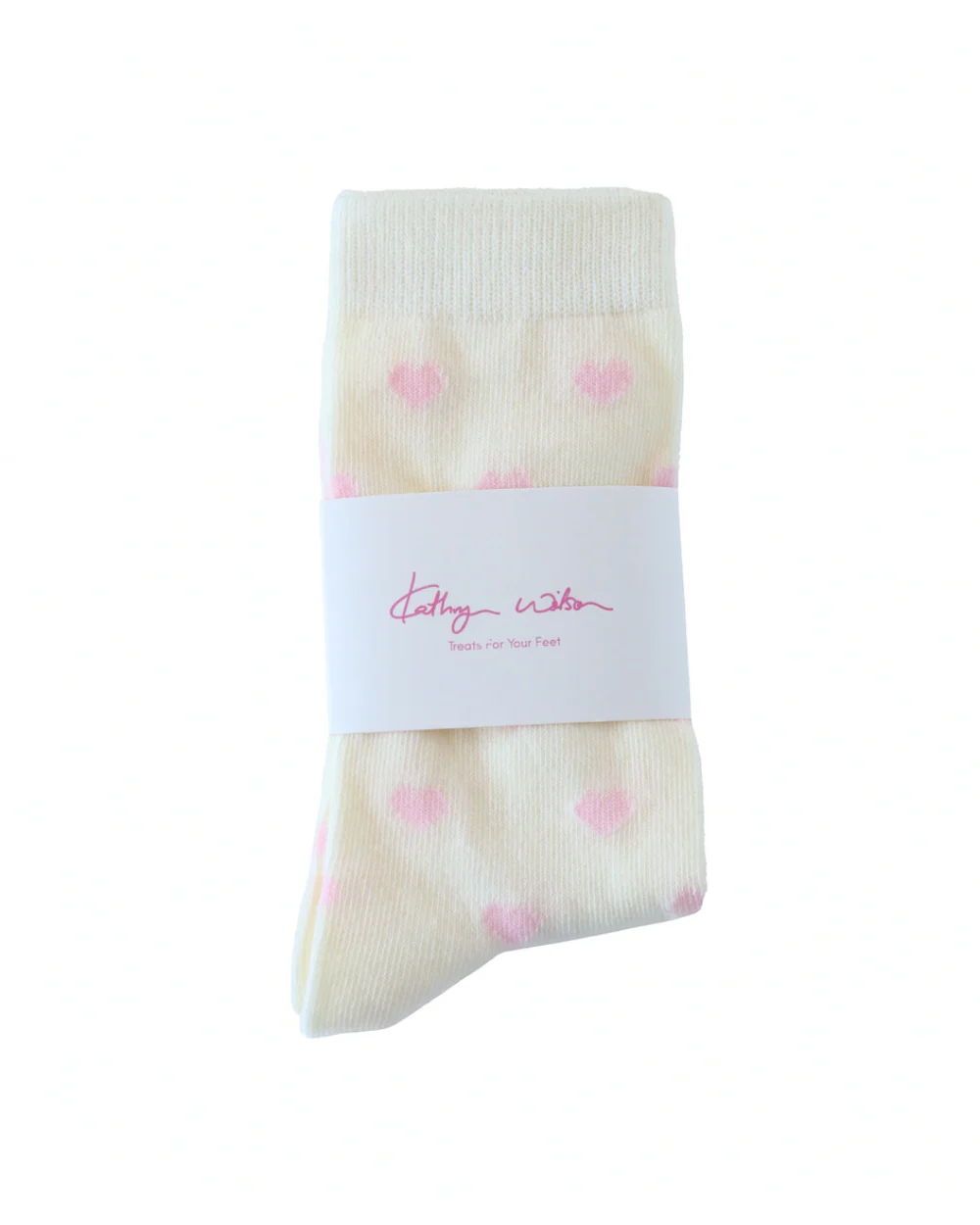 Kathryn Wilson Heart Socks - Cream/Pink Heart