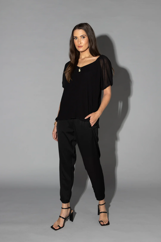 Drama The Label Lorna Top - Black Crinkle