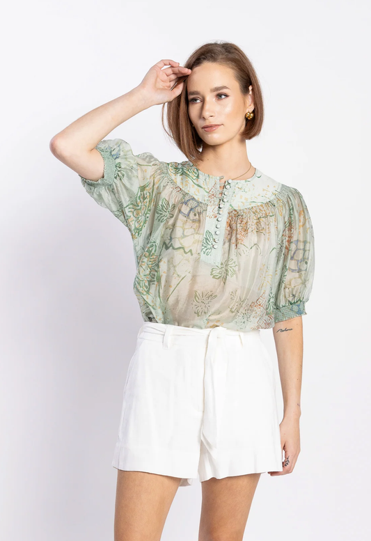 Loughlin Madrid Blouse - Green Aztec