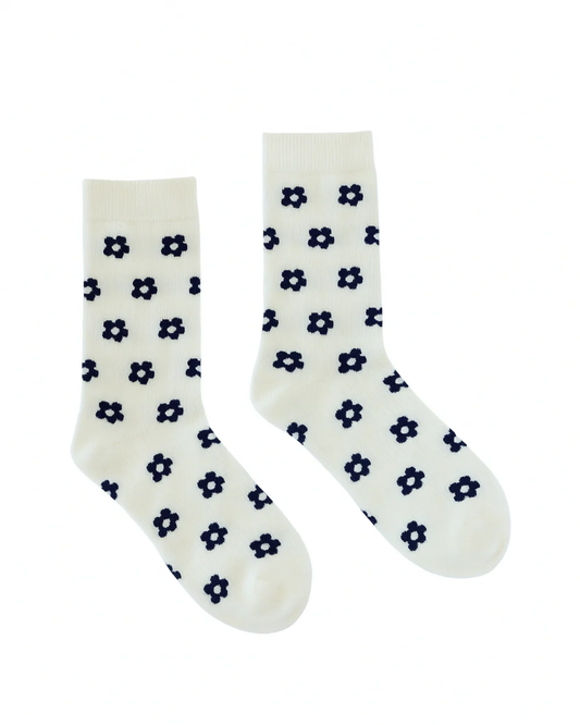Kathryn Wilson Petal Socks - Cream/Ink
