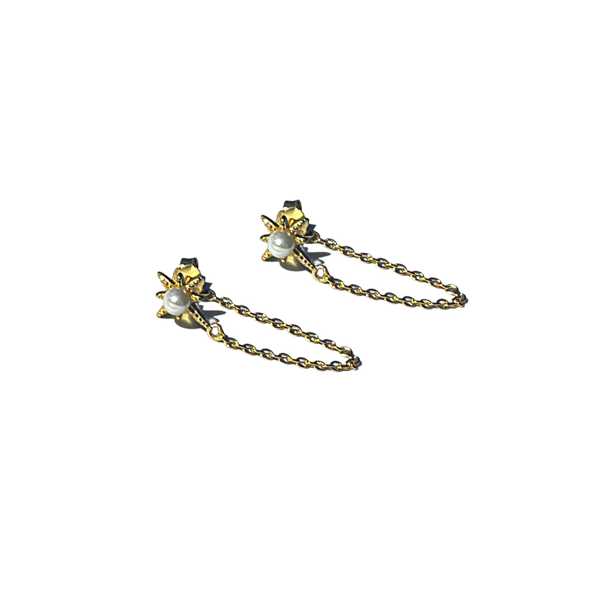 Lindi Kingi Byzantine Romance Pearl Star Studs - Gold