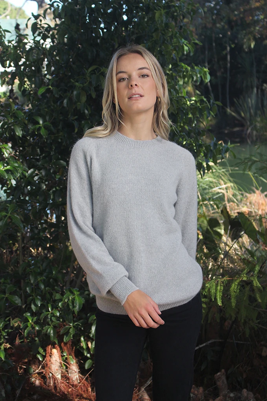 Lothlorian Alpaca Plain Crew Neck Jumper - Dove