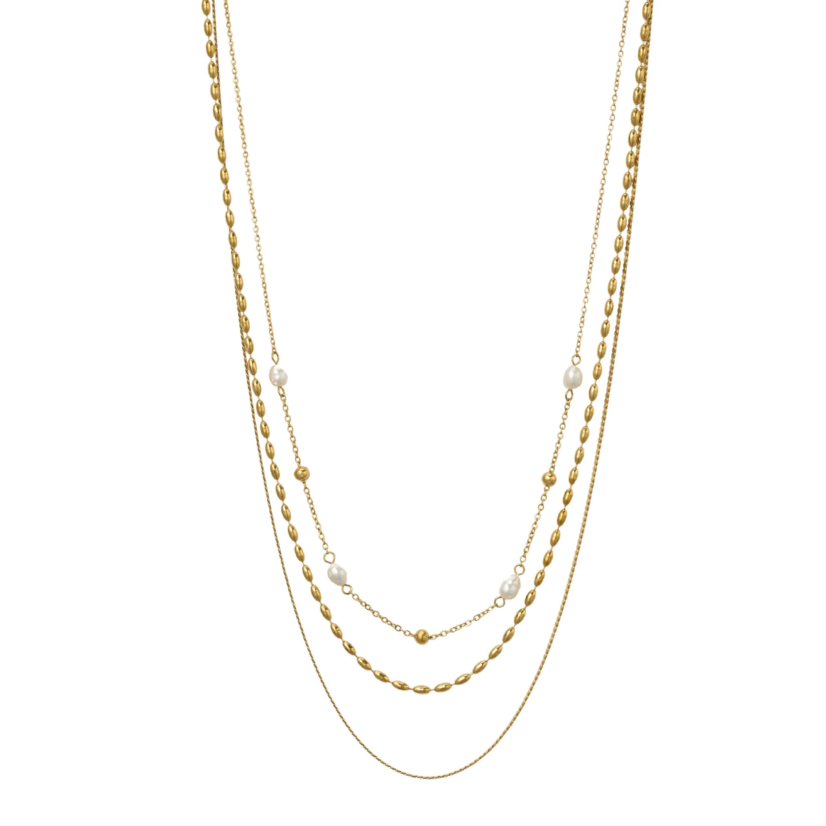 Lindi Kingi Triple Cascade Necklace - Gold