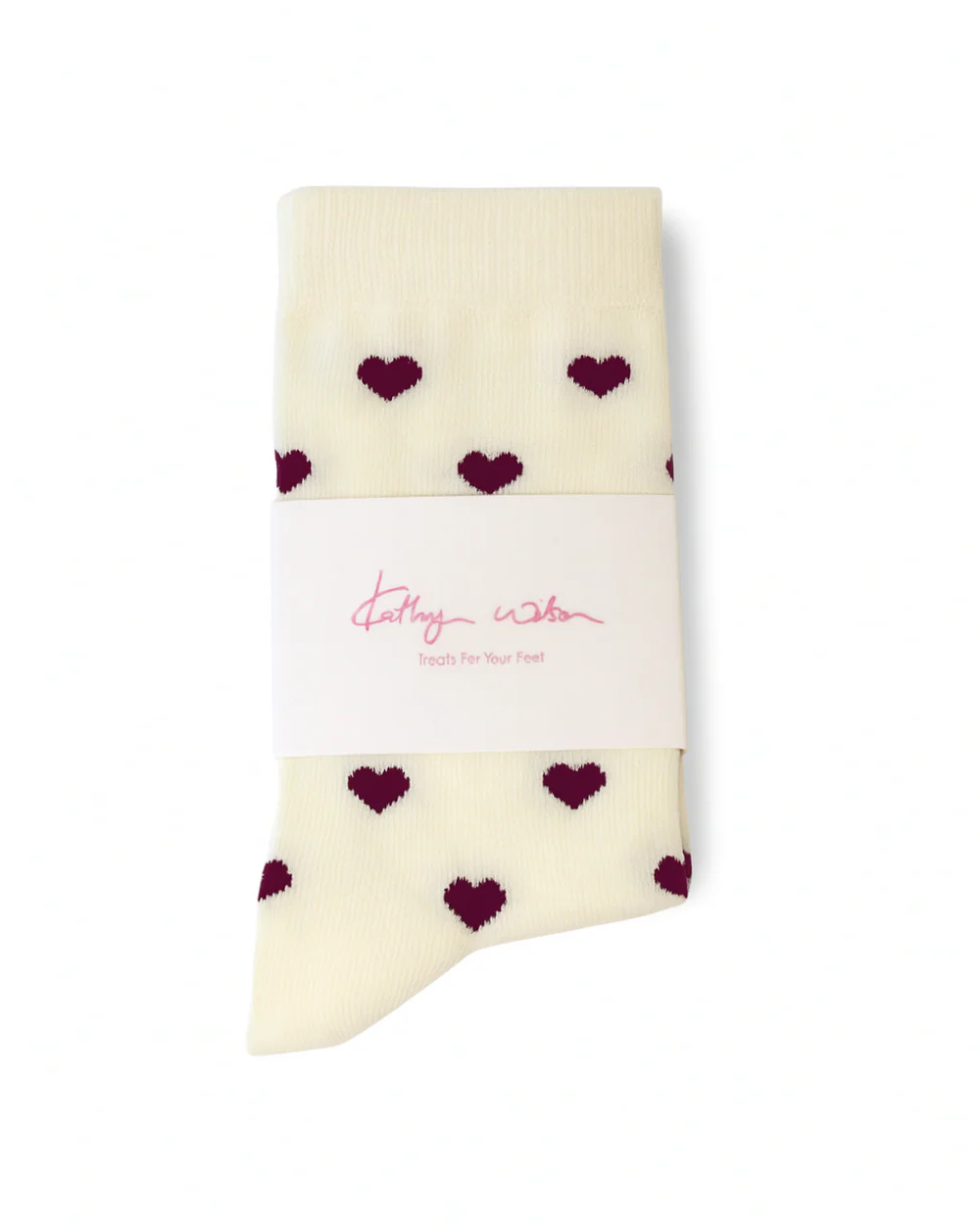 Kathryn Wilson Heart Socks - Cream/Wine Heart