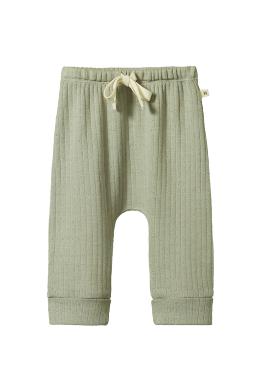 Nature Baby Merino Pointelle Drawstring Pants - Seedling