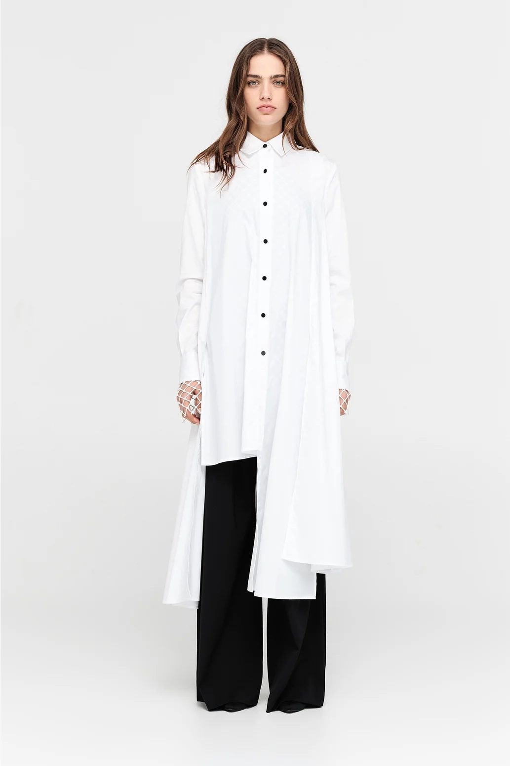 Taylor Columned Shirt - White Poplin