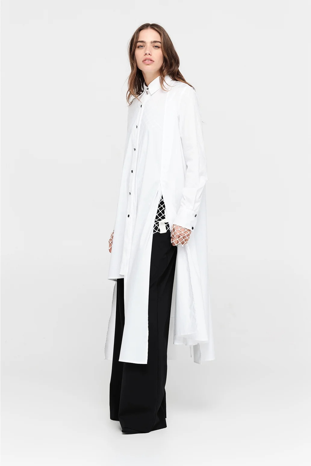 Taylor Columned Shirt - White Poplin