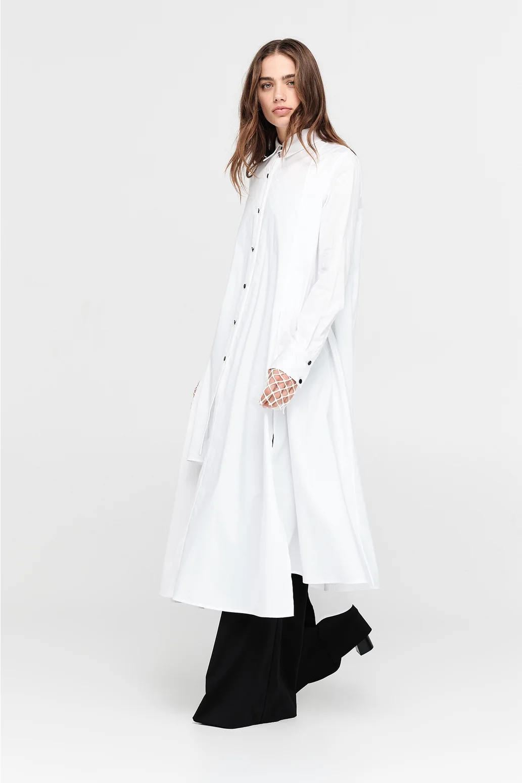 Taylor Columned Shirt - White Poplin