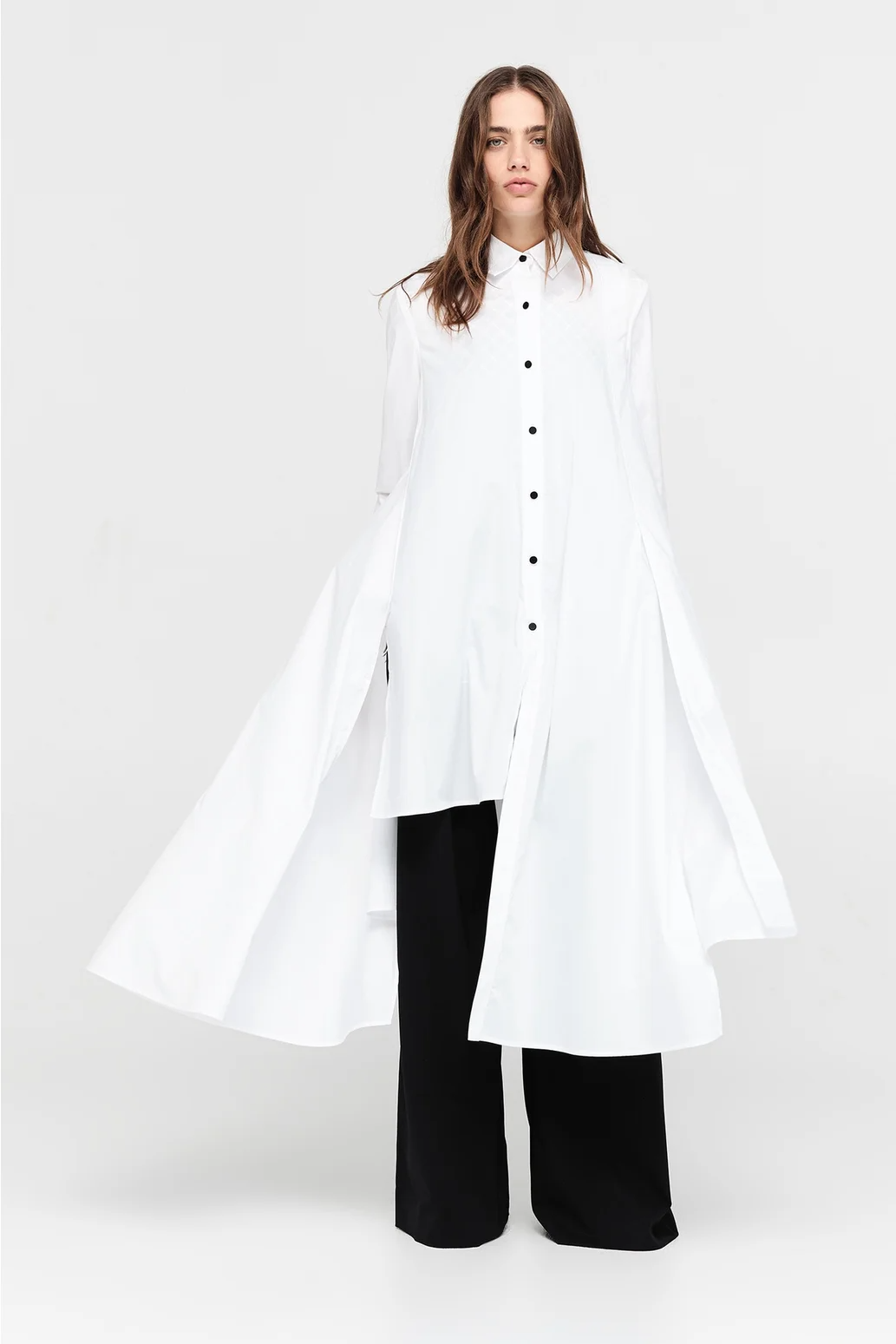 Taylor Columned Shirt - White Poplin