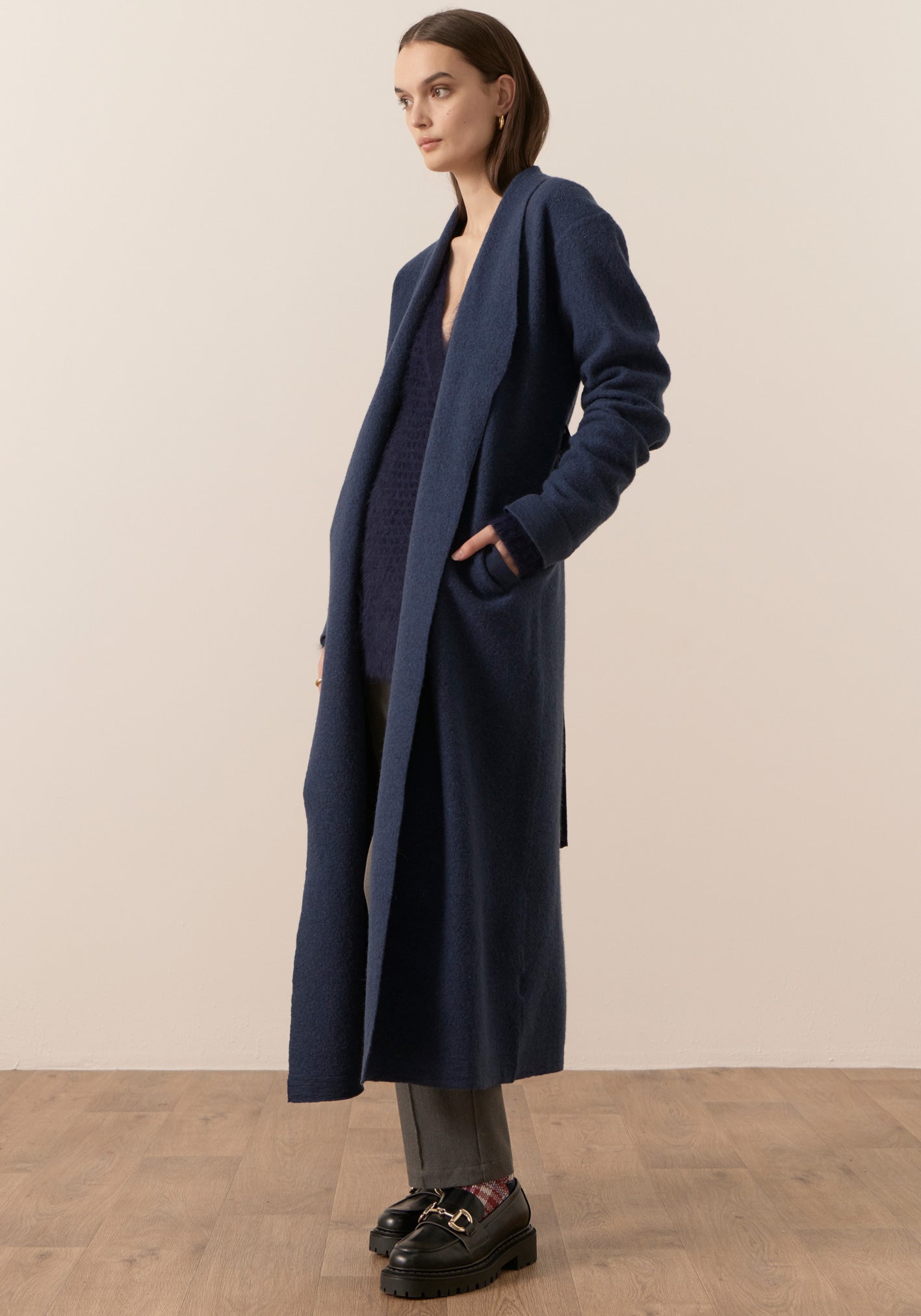 POL Carter Tie Long Cardigan - Blue