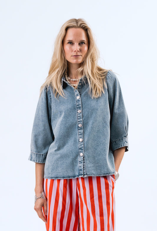 Lollys Laundry BonoLL Shirt SS - Washed Denim
