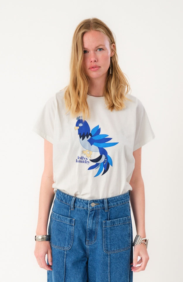 Lollys Laundry RomaLL Tee SS - White Blue Bird