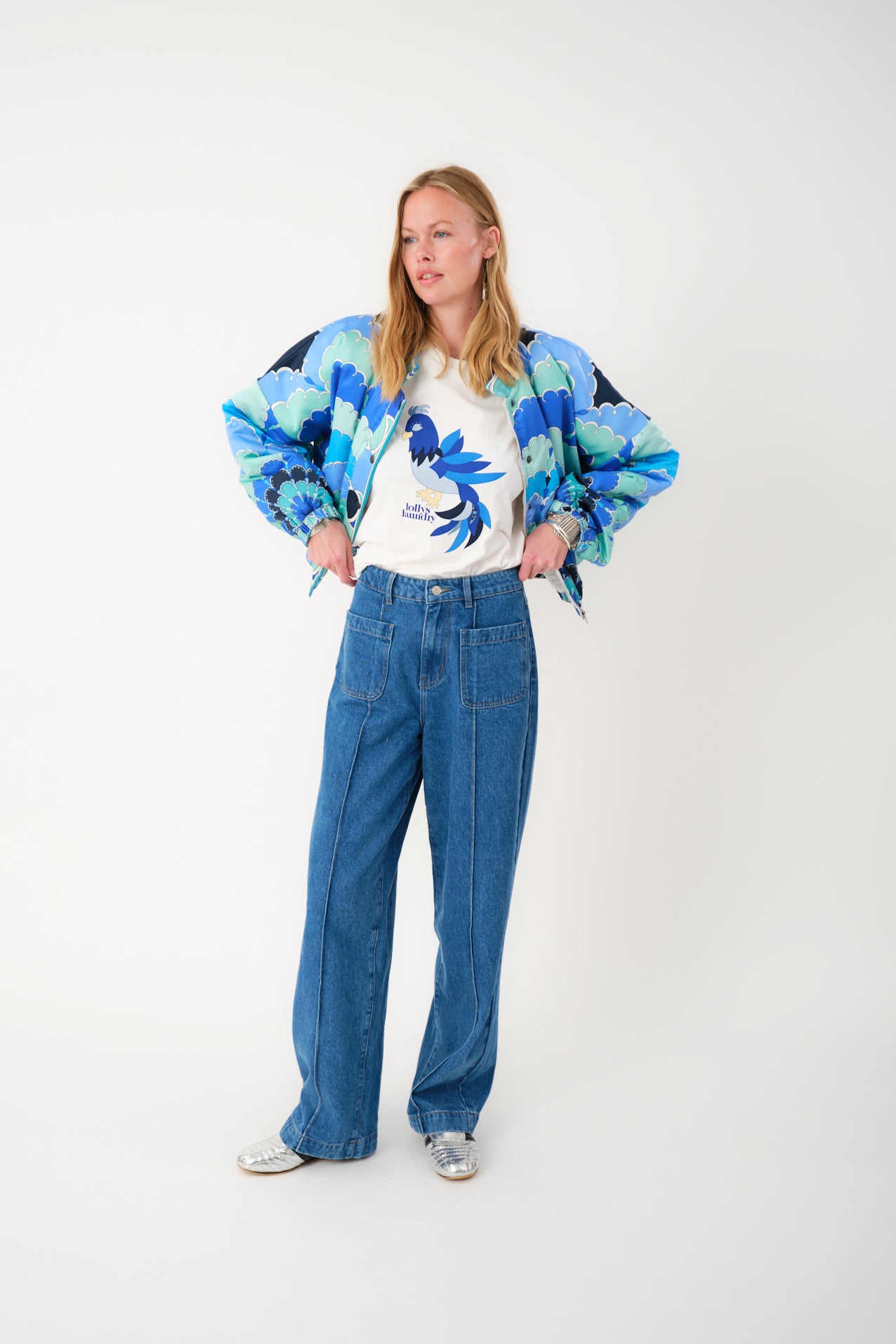 Lollys Laundry RomaLL Tee SS - White Blue Bird