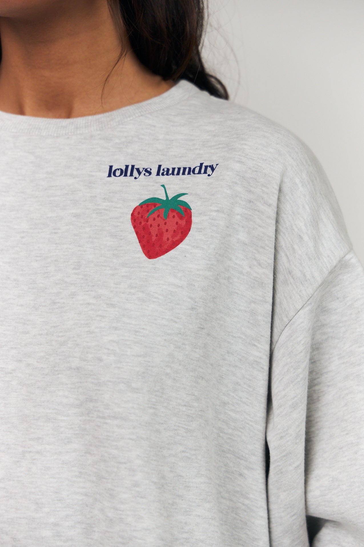 Lollys Laundry Sydney Strawberry Sweatshirt LS - Light Grey Melange