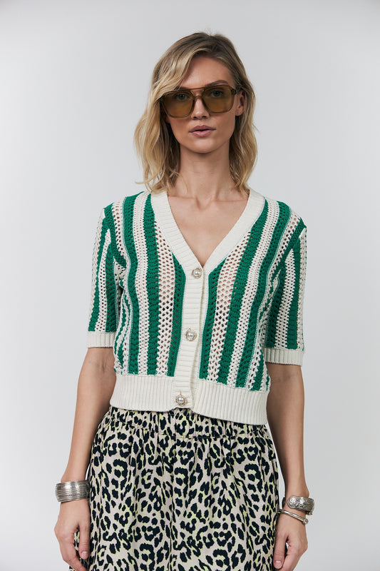 Lollys Laundry Siva Knit Cardigan SS - Green