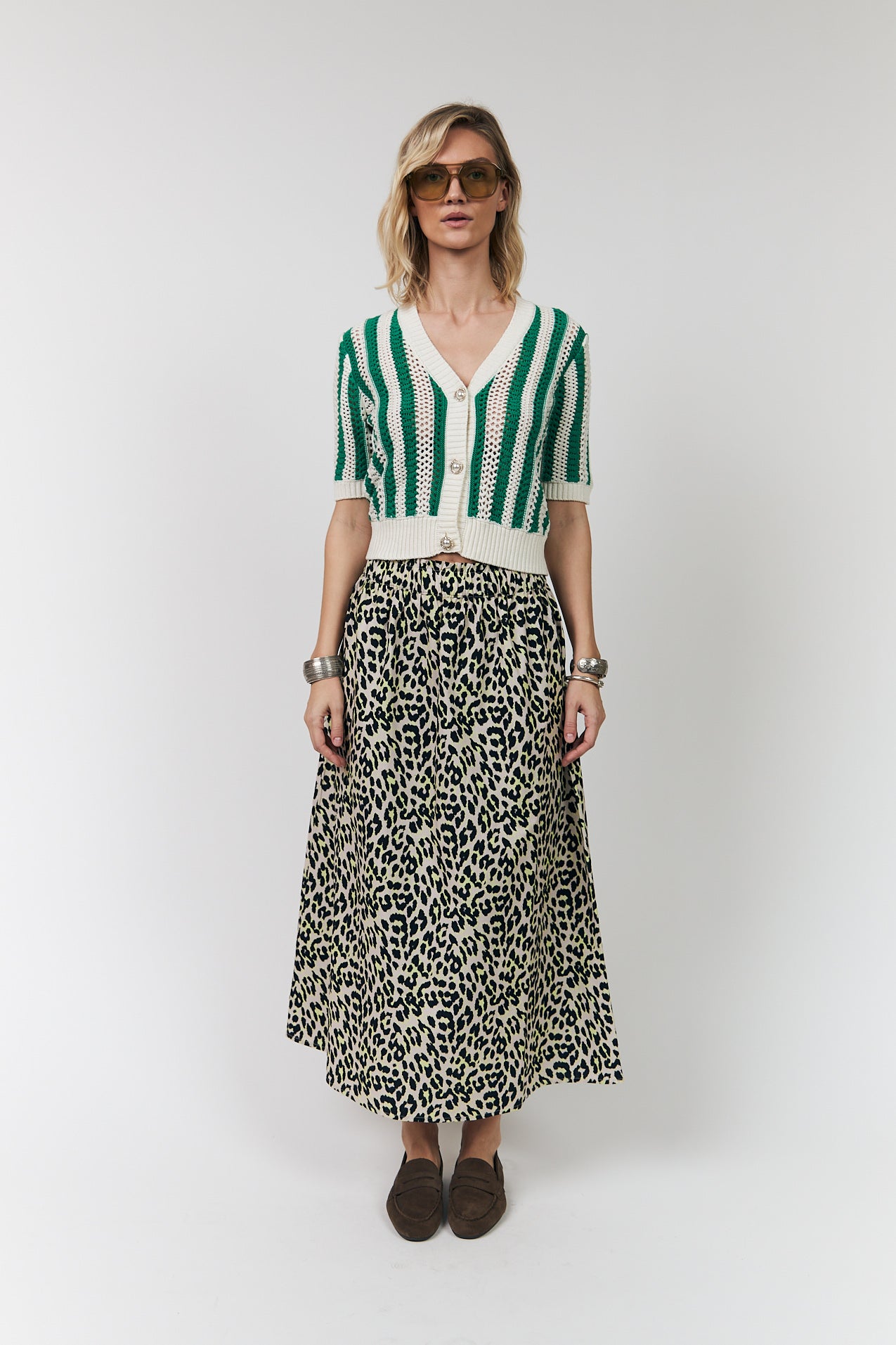 Lollys Laundry Siva Knit Cardigan SS - Green