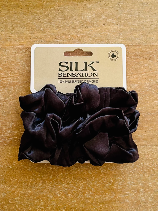 Silk Sensation Silk Scrunchie - Large Midnight Black
