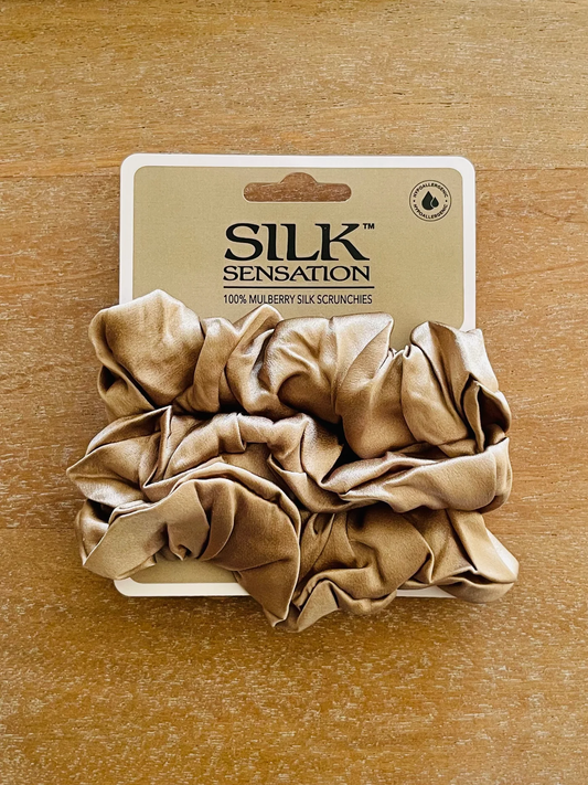 Silk Sensation Silk Scrunchie - Large Taupe
