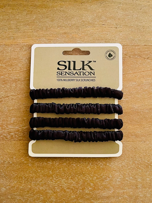 Silk Sensation Silk Scrunchie Small - Midnight Black