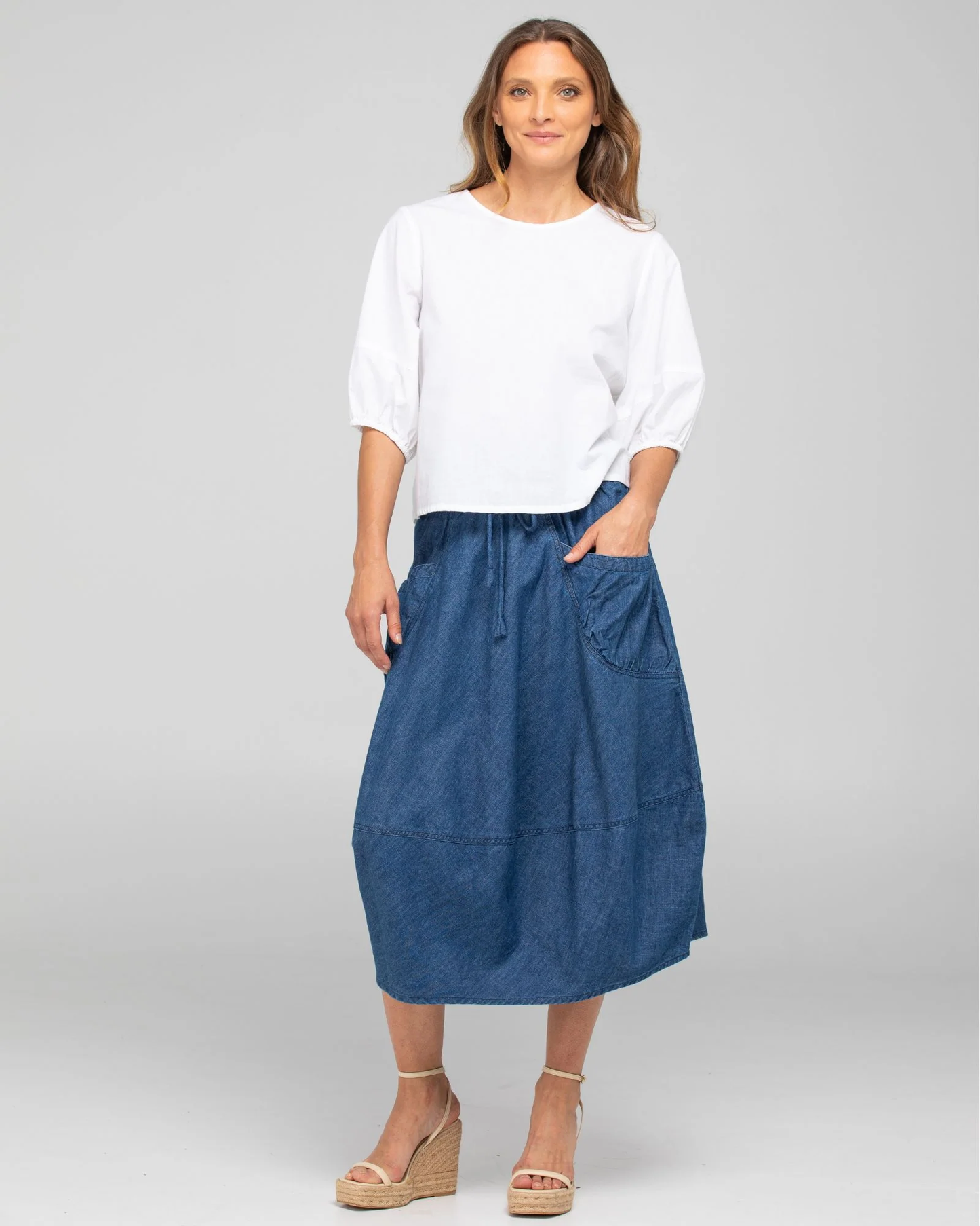Boom Shankar Guru Skirt - Mid Wash Denim