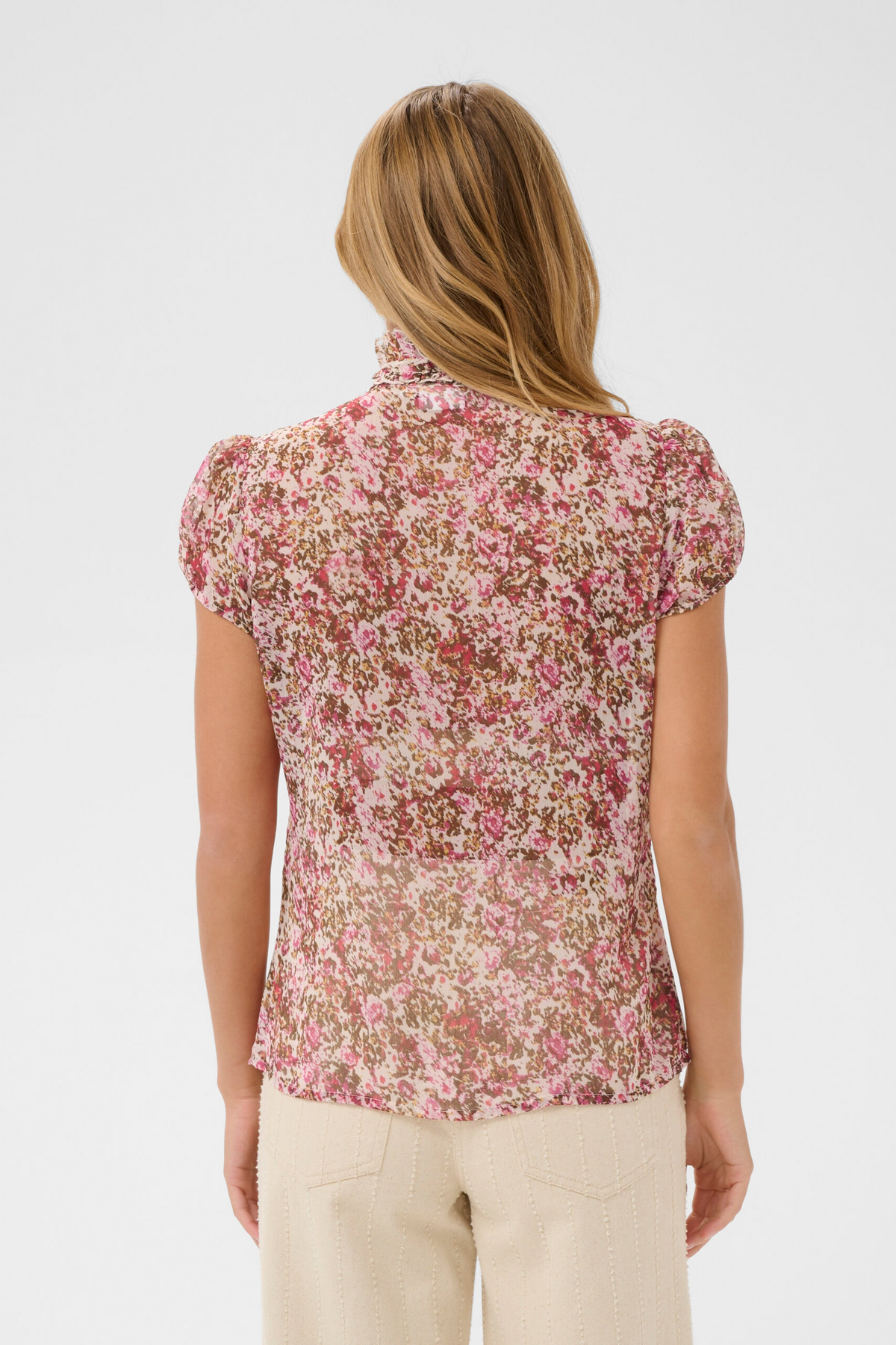 Saint Tropez Lilja Crinkle SS Shirt - Ballerina Brushed Bloom