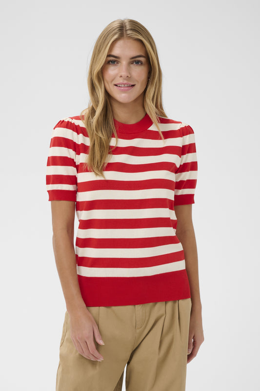 Saint Tropez Mila SS Striped Pullover - Valiant Seedpearl
