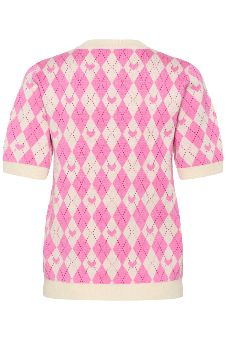 Saint Tropez Pamilla SS Pullover - Pink Shades Argyle Hearts