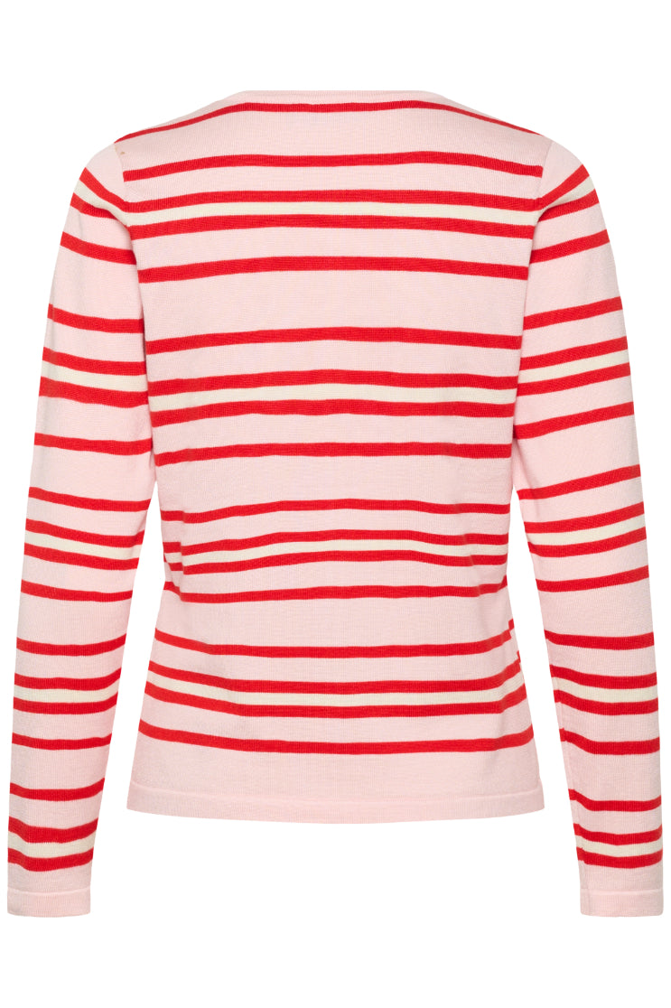 Saint Tropez Pila Cardigan - Chalk Pink Red Multi Stripe